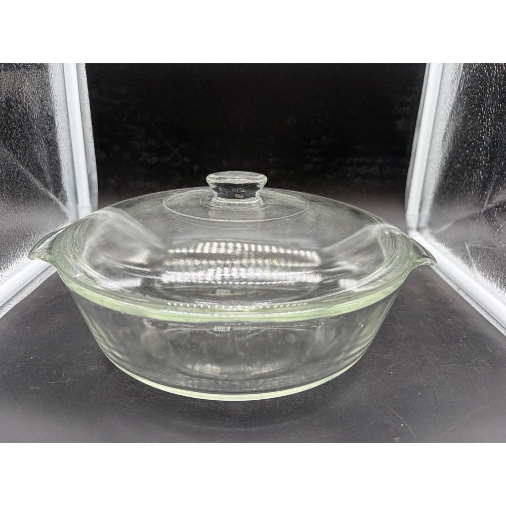 Anchor Hocking Clear Glass Round Casserole Dish with Lid 2 Quart USA Made